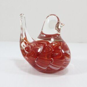 Joe Rice Hand Blown Art Glass Bird Red House of Glass Figurine Paperweight